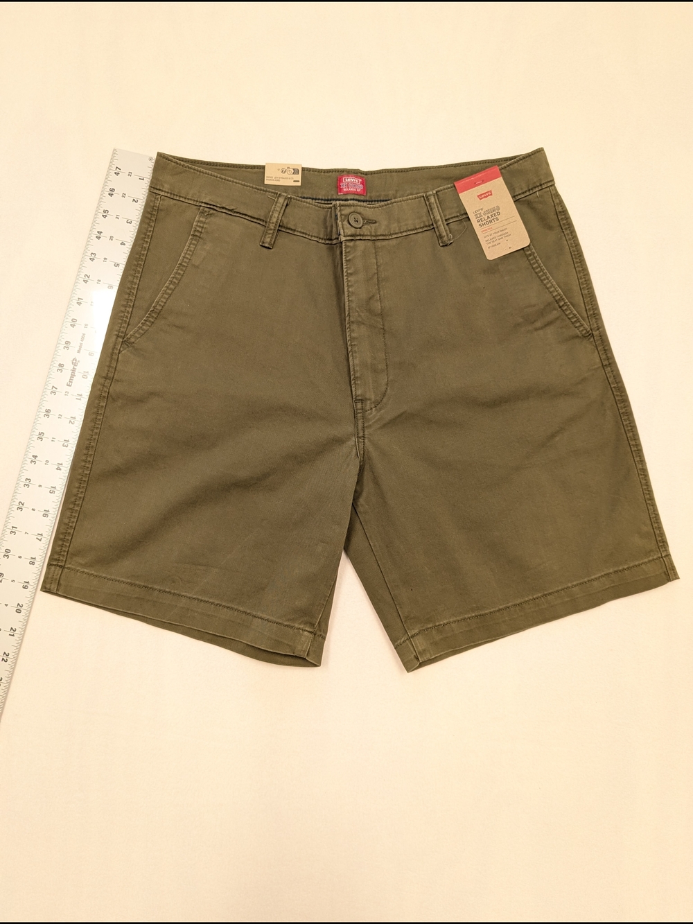 Levi's Men's XX Chino Relaxed Shorts in a dark olive green color. 